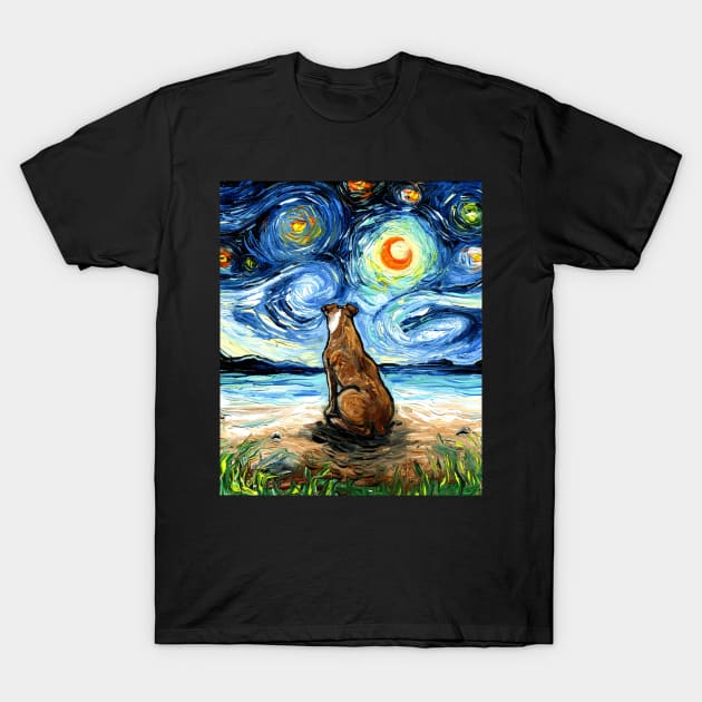 Beach Nights - Brown Pitbull T-Shirt by sagittariusgallery